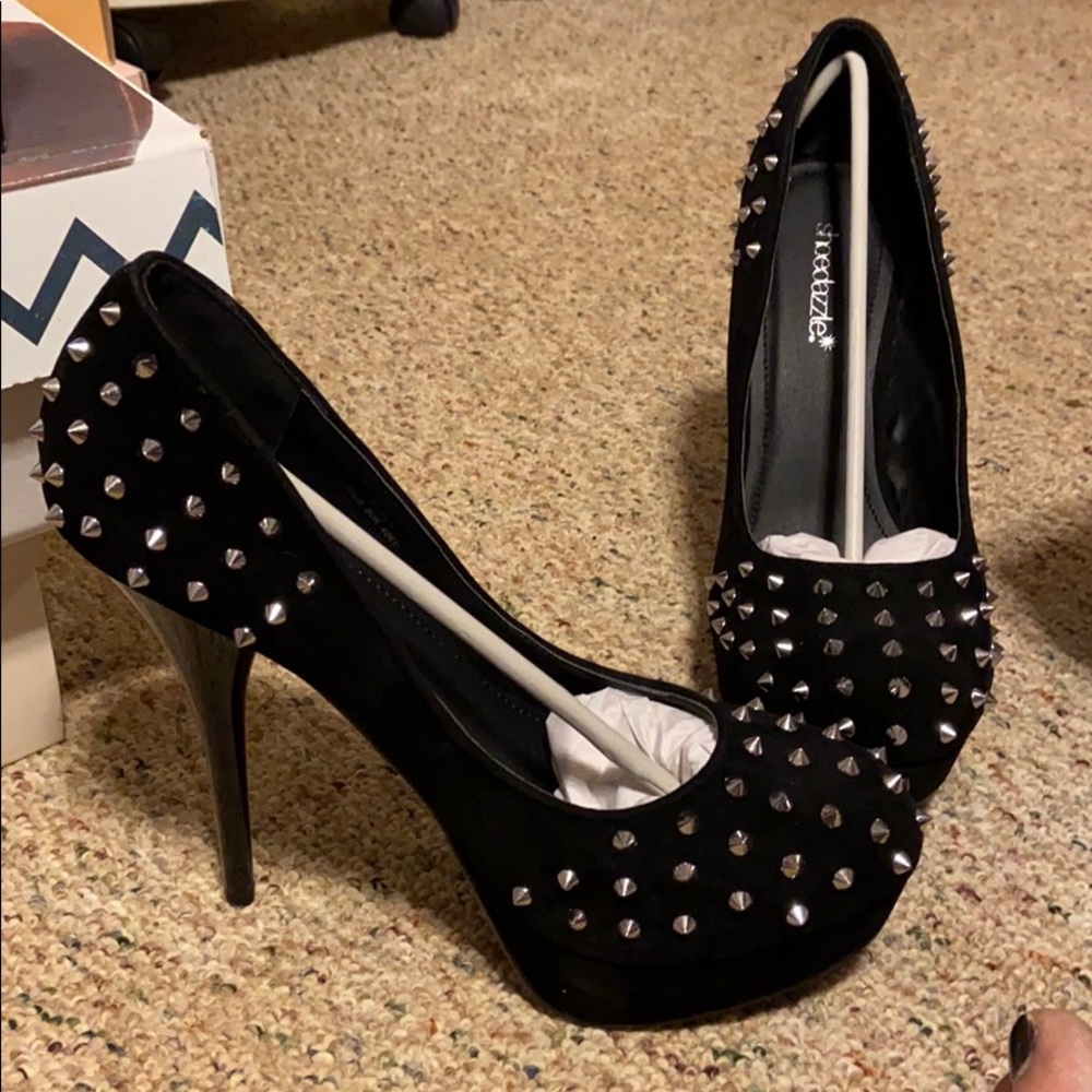 Black studded heels